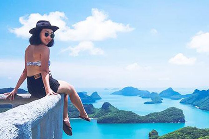 Ang Thong Marine Park Full-Day Speedboat VIP Tour - Koh Sam Sao: lunch island with a view of the 42-island park