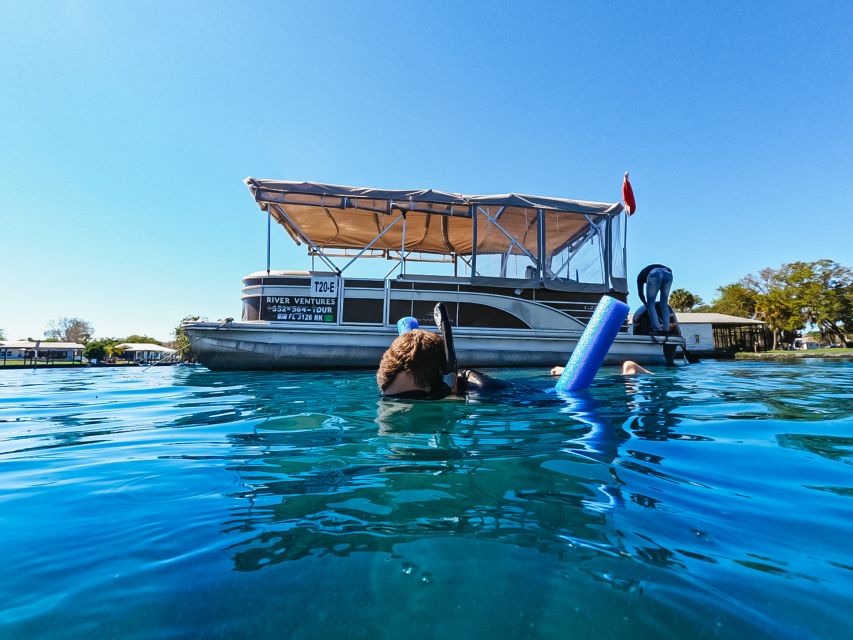 Crystal River: VIP Manatee Swim w/ In-water Photographer - VIP comfort aboard the covered pontoon: the ride is part of the show