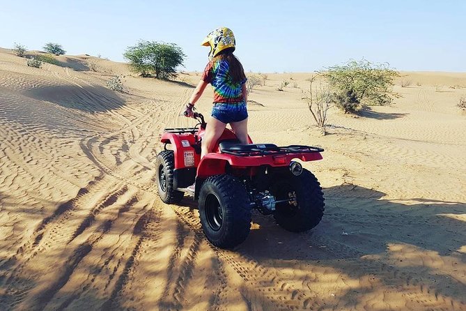 Desert Safari Dubai (PREMIUM VIP) - Quad bike riding, sunset photos, and free henna at camp