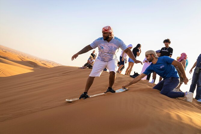 Dubai Red Dunes with Sandboarding, Camel Ride, Falcon & VIP Camp - Pickup in a Luxury Land Cruiser and how the timing works