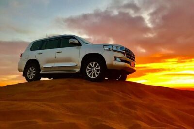 Dubai VIP Desert Safari & Sunset , Camel Ride, Premium dinner - Pickup in a 4×4 SUV With WiFi: The Start That Sets the Tone