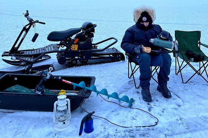 VIP Ice Fishing "ICEBREAKER" Lunch in Glass Igloo - Snow scooters in the mix: fun for families, with safety as the fine print