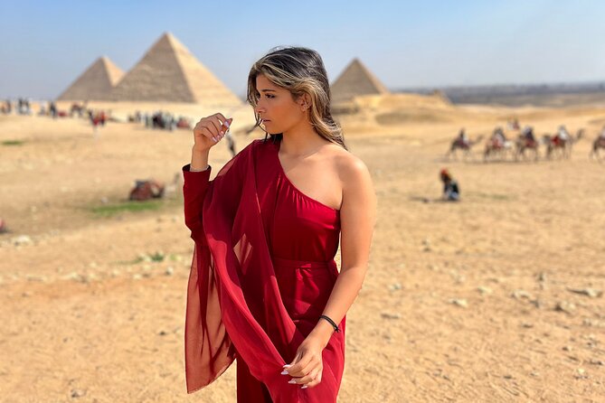 Vip Tour Giza pyramids, sphinx with Camel Ride and Vip lunch - Pyramids of Giza: Khufu, Khafre, Menkaure and the 9-pyramid panorama